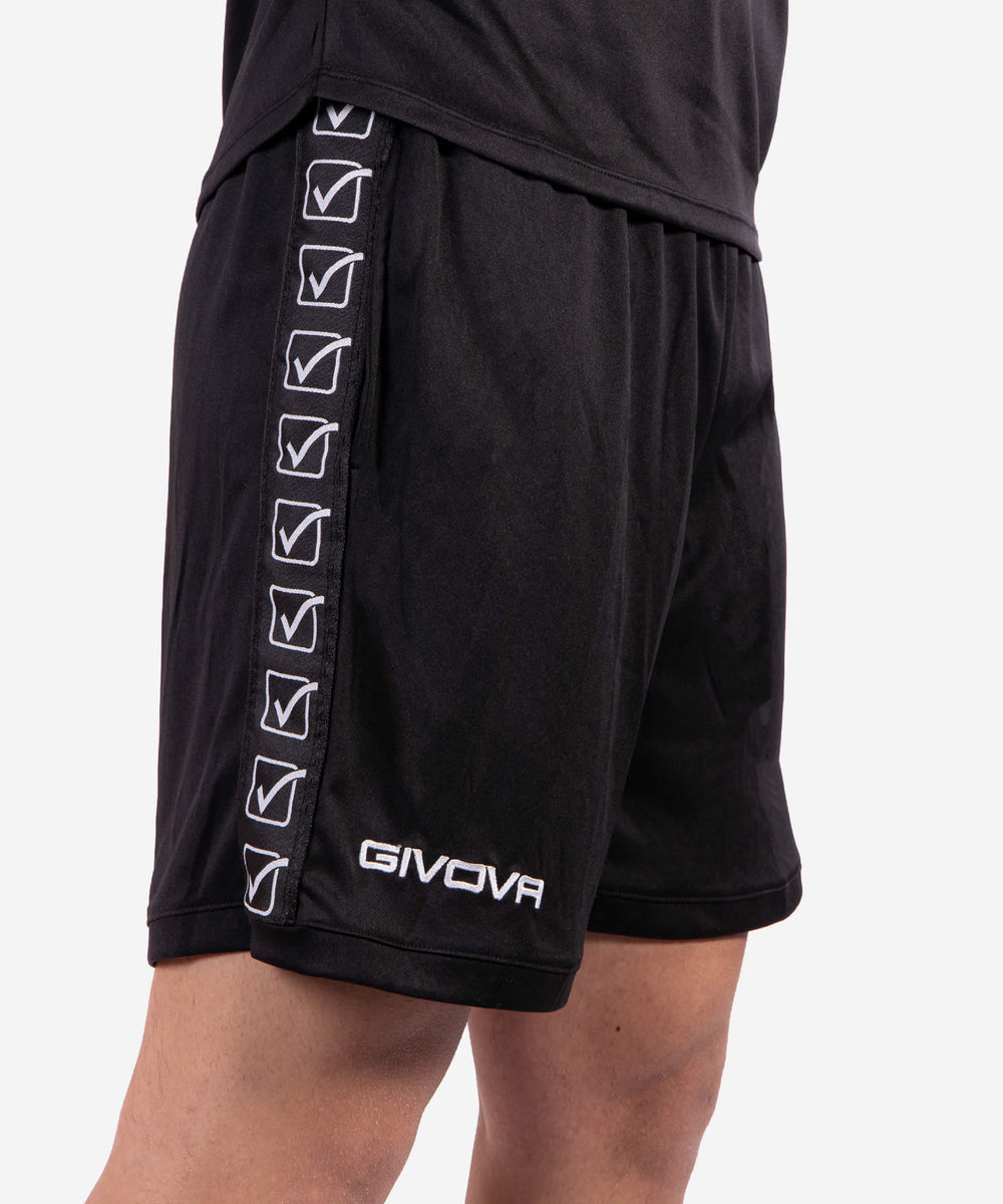 Pantaloncini Givova Poly Band nero e giallo fluo con banda laterale Givova Pantaloncini e Bermuda Planet Sport Italia