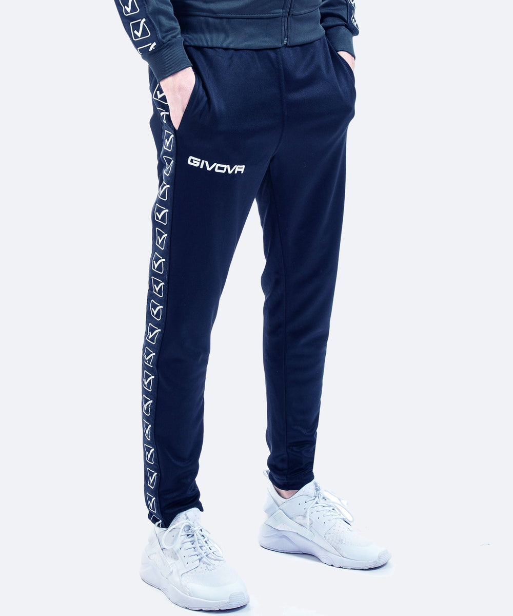 Pantalone Givova College Band nero con banda laterale a contrasto Givova Pantaloni Planet Sport Italia