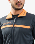 Tuta Givova One Full Zip Polarfleece - GRIGIO SCURO/ARANCIO FLUO