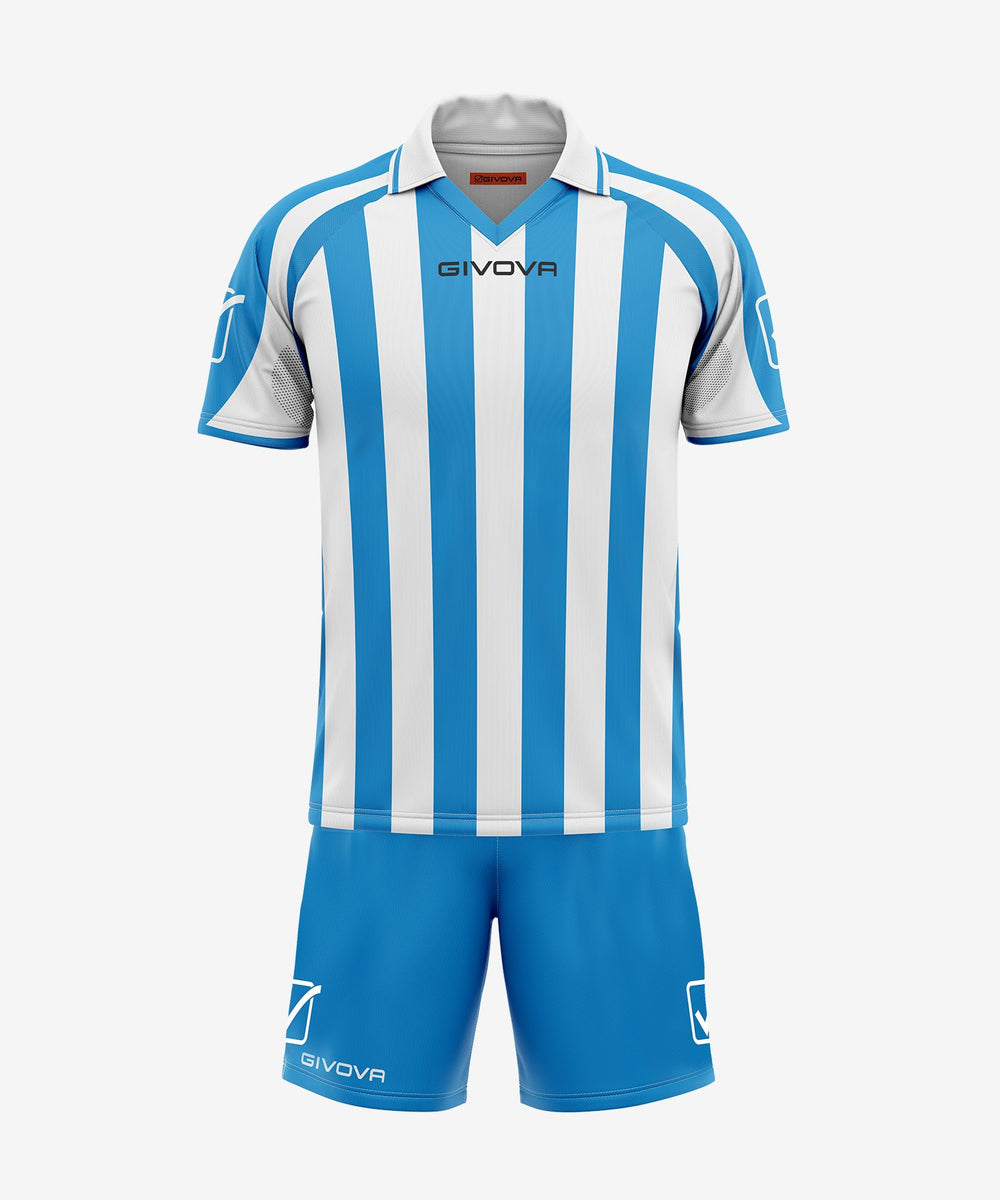 Completo Givova Kit Supporter MC nero e rosso, maglia e pantaloncino da calcio Givova Kit Planet Sport Italia