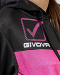Tuta Visa Melange Givova con Cappuccio Polarfleece - ROSA FLUO/NERO