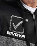 Tuta Visa Melange Givova con Cappuccio Polarfleece - NERO/GRIGIO SCURO MELANGE