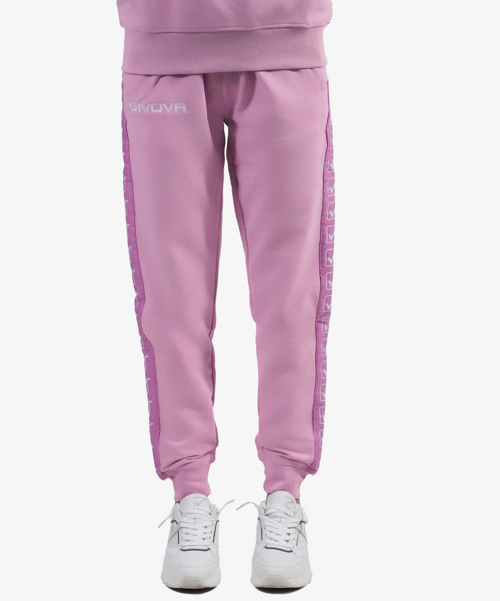 Pantalone Givova Terry Band grigio melange con banda laterale Givova Pantaloni Planet Sport Italia