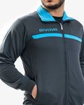 Tuta Givova One Full Zip Polarfleece - GRIGIO SCURO/TURCHESE